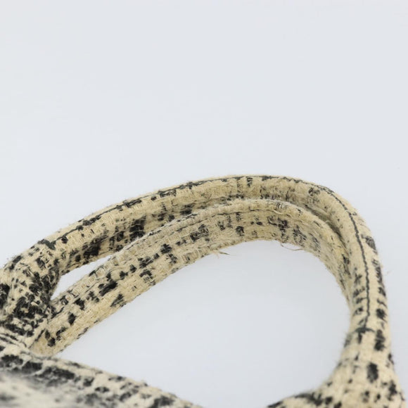 PRADA Canapa MM Hand Bag Tweed White Gold Auth ep12170