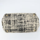 PRADA Canapa MM Hand Bag Tweed White Gold Auth ep12170-9