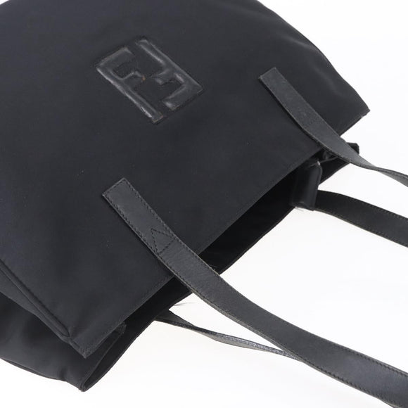 FENDI Tote Bag Nylon Black Silver Auth ep12172