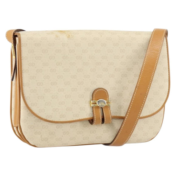 GUCCI Micro GG Supreme Shoulder Bag PVC Ivory Gold 001 406 1780 Auth ep12179
