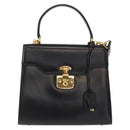 GUCCI Hand Bag Leather 2way Gold Black 000 406 0258 Auth ep12180V-2