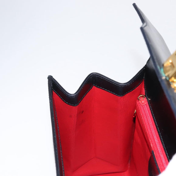 GUCCI Hand Bag Leather 2way Gold Black 000 406 0258 Auth ep12180V