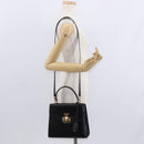 GUCCI Hand Bag Leather 2way Gold Black 000 406 0258 Auth ep12180V-28