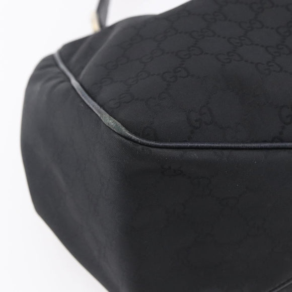 GUCCI GG Canvas Shoulder Bag Outlet Black Gold 257268 Auth ep12181