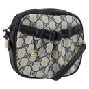 GUCCI GG Supreme Shoulder Bag PVC Navy Gold Auth ep12182-1