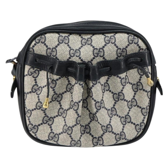 GUCCI GG Supreme Shoulder Bag PVC Navy Gold Auth ep12182