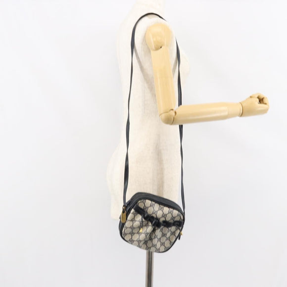 GUCCI GG Supreme Shoulder Bag PVC Navy Gold Auth ep12182