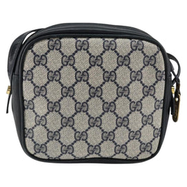 GUCCI GG Supreme Shoulder Bag PVC Navy Gold Auth ep12182 - 0