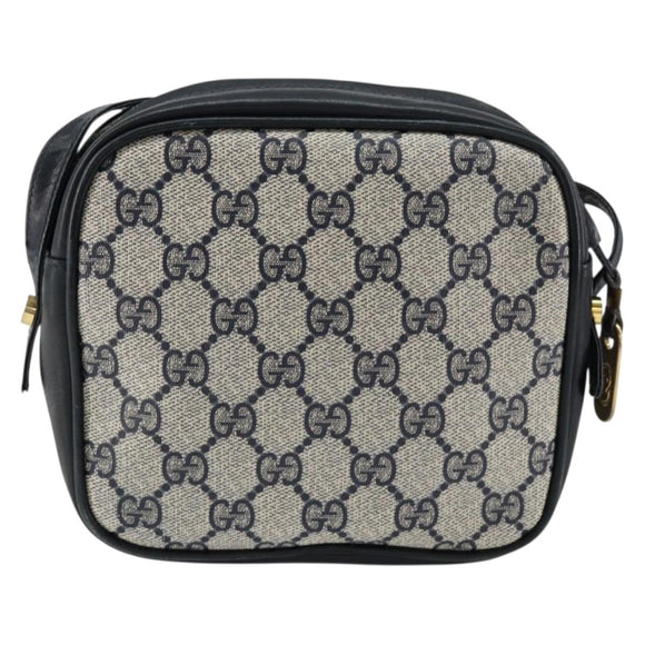 GUCCI GG Supreme Shoulder Bag PVC Navy Gold Auth ep12182