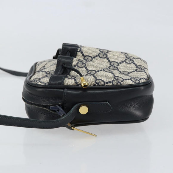 GUCCI GG Supreme Shoulder Bag PVC Navy Gold Auth ep12182