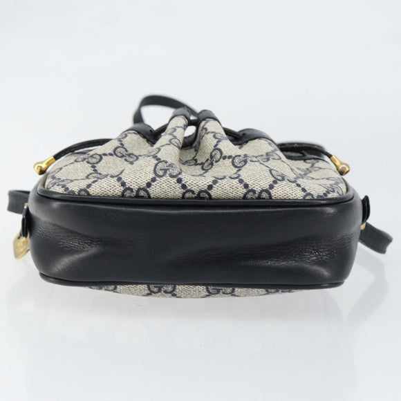 GUCCI GG Supreme Shoulder Bag PVC Navy Gold Auth ep12182