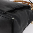 GUCCI Bamboo Hand Bag Leather 2way Black Gold 002 3754 0508 Auth ep12188-17