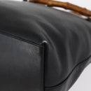 GUCCI Bamboo Hand Bag Leather 2way Black Gold 002 3754 0508 Auth ep12188-9