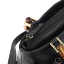 GUCCI Bamboo Hand Bag Leather 2way Black Gold 002 3754 0508 Auth ep12188-20