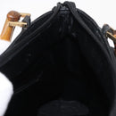 GUCCI Bamboo Hand Bag Leather 2way Black Gold 002 3754 0508 Auth ep12188-22