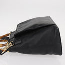 GUCCI Bamboo Hand Bag Leather 2way Black Gold 002 3754 0508 Auth ep12188-4