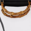 GUCCI Bamboo Hand Bag Leather 2way Black Gold 002 3754 0508 Auth ep12188-7