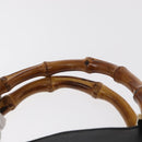 GUCCI Bamboo Hand Bag Leather 2way Black Gold 002 3754 0508 Auth ep12188-14