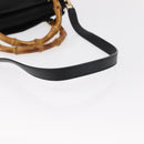 GUCCI Bamboo Hand Bag Leather 2way Black Gold 002 3754 0508 Auth ep12188-8