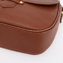 SAINT LAURENT Shoulder Bag Leather Brown Gold Auth ep12190-10