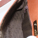 SAINT LAURENT Shoulder Bag Leather Brown Gold Auth ep12190-18