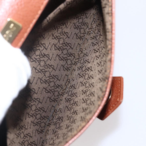 SAINT LAURENT Shoulder Bag Leather Brown Gold Auth ep12190