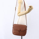 SAINT LAURENT Shoulder Bag Leather Brown Gold Auth ep12190-22