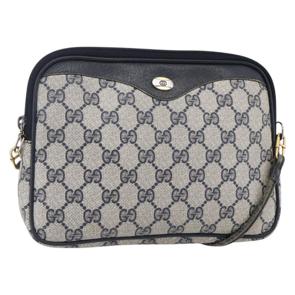 GUCCI GG Supreme Shoulder Bag PVC Navy Gold 97 02 068 Auth ep12195