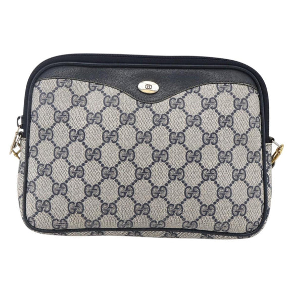 GUCCI GG Supreme Shoulder Bag PVC Navy Gold 97 02 068 Auth ep12195