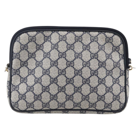 GUCCI GG Supreme Shoulder Bag PVC Navy Gold 97 02 068 Auth ep12195