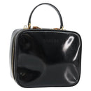 GUCCI Vanity Hand Bag Enamel Black Gold 000 2040 0323 Auth ep12198-1
