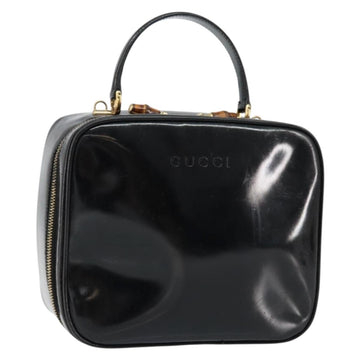 GUCCI Vanity Hand Bag Enamel Black Gold 000 2040 0323 Auth ep12198
