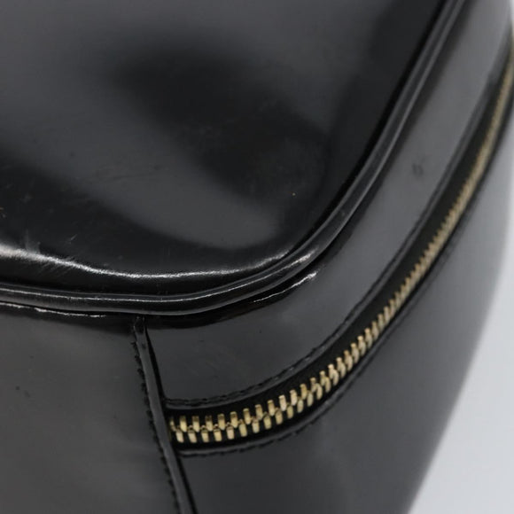 GUCCI Vanity Hand Bag Enamel Black Gold 000 2040 0323 Auth ep12198