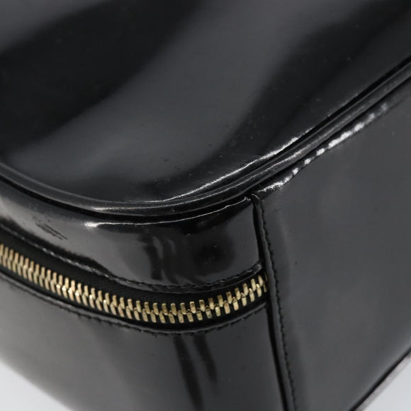 GUCCI Vanity Hand Bag Enamel Black Gold 000 2040 0323 Auth ep12198