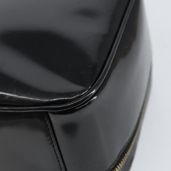 GUCCI Vanity Hand Bag Enamel Black Gold 000 2040 0323 Auth ep12198