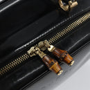 GUCCI Vanity Hand Bag Enamel Black Gold 000 2040 0323 Auth ep12198-14