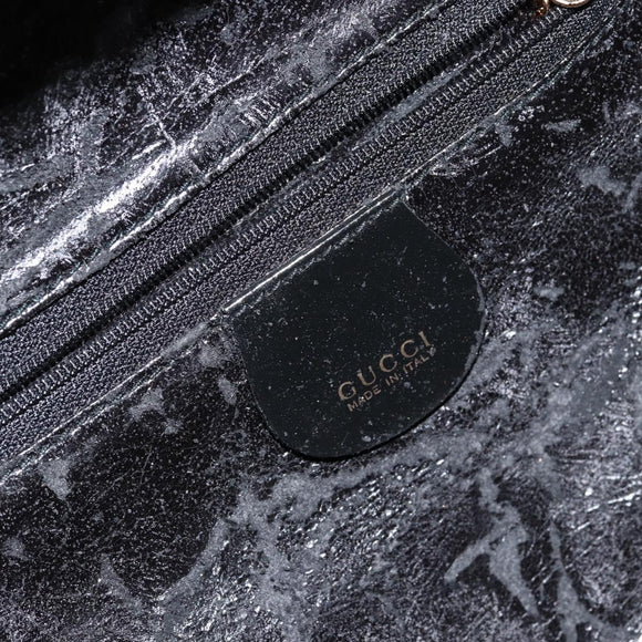 GUCCI Vanity Hand Bag Enamel Black Gold 000 2040 0323 Auth ep12198