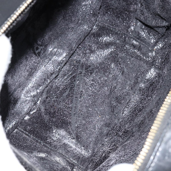 GUCCI Vanity Hand Bag Enamel Black Gold 000 2040 0323 Auth ep12198