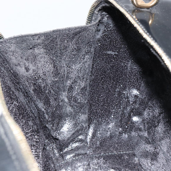 GUCCI Vanity Hand Bag Enamel Black Gold 000 2040 0323 Auth ep12198