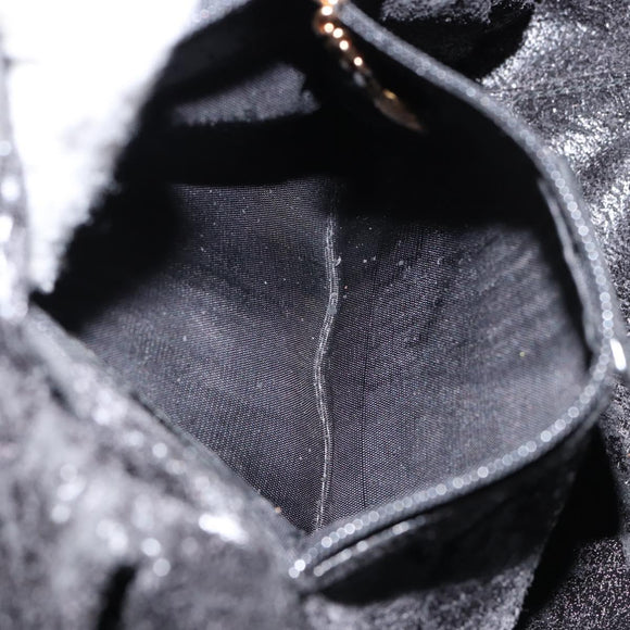 GUCCI Vanity Hand Bag Enamel Black Gold 000 2040 0323 Auth ep12198