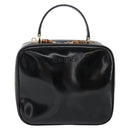 GUCCI Vanity Hand Bag Enamel Black Gold 000 2040 0323 Auth ep12198-2