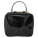 GUCCI Vanity Hand Bag Enamel Black Gold 000 2040 0323 Auth ep12198-3
