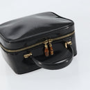 GUCCI Vanity Hand Bag Enamel Black Gold 000 2040 0323 Auth ep12198-6
