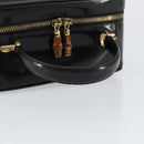 GUCCI Vanity Hand Bag Enamel Black Gold 000 2040 0323 Auth ep12198-7