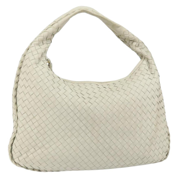 BOTTEGA VENETA INTRECCIATO Hobo Shoulder Bag Leather White 115653 Auth ep12201