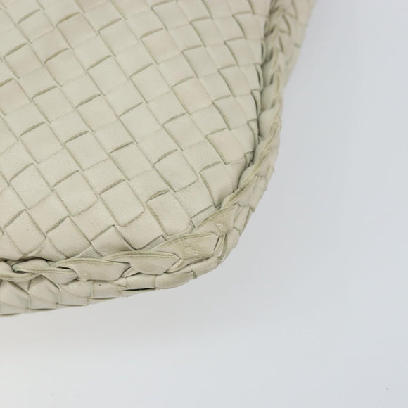 BOTTEGA VENETA INTRECCIATO Hobo Shoulder Bag Leather White 115653 Auth ep12201