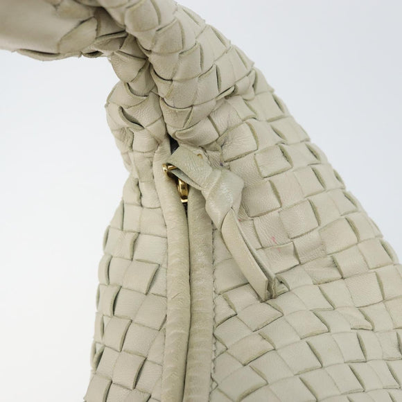 BOTTEGA VENETA INTRECCIATO Hobo Shoulder Bag Leather White 115653 Auth ep12201