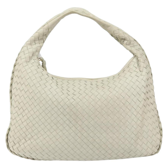 BOTTEGA VENETA INTRECCIATO Hobo Shoulder Bag Leather White 115653 Auth ep12201