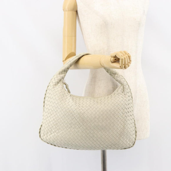 BOTTEGA VENETA INTRECCIATO Hobo Shoulder Bag Leather White 115653 Auth ep12201