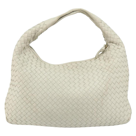 BOTTEGA VENETA INTRECCIATO Hobo Shoulder Bag Leather White 115653 Auth ep12201